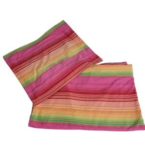 PB Teen Duvet Set Rainbow‎ Stripe Duvet Cover Pillowcase Cotton Twin Dopamine